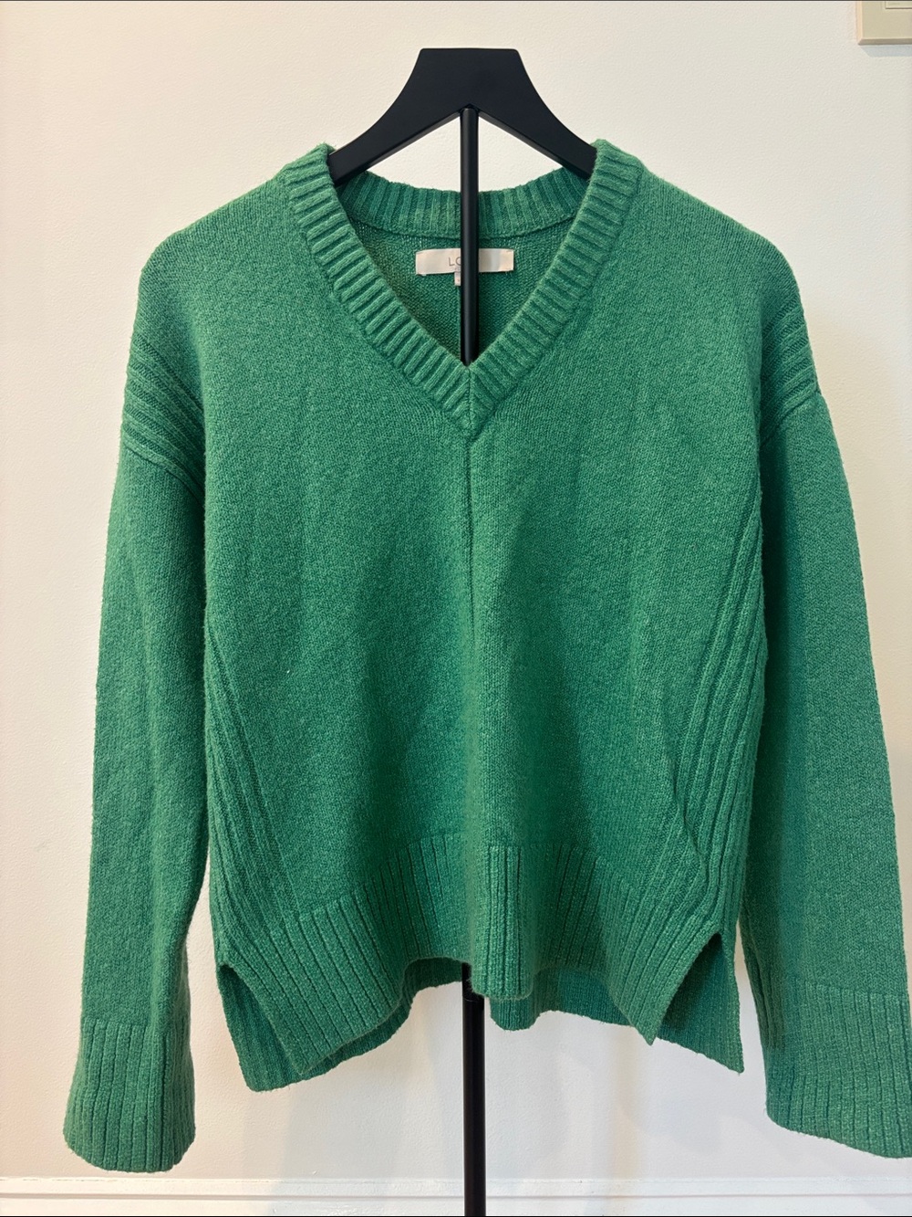 LOFT Green V-Neck Knit Sweater